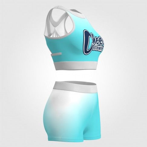 youth blue and gold crop top cheer uniform green 3