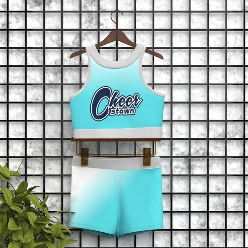 youth blue and gold crop top cheer uniform green 5