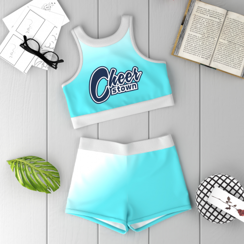 youth blue and gold crop top cheer uniform green 6