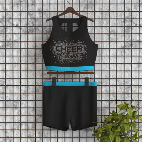 youth blue and yellow cheer uniform,midriff cheerleading uniforms cyan 1