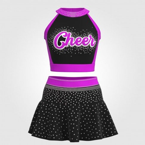 youth purple cheerleading uniforms top black 2