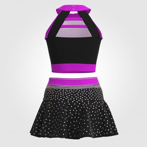 youth purple cheerleading uniforms top black 3