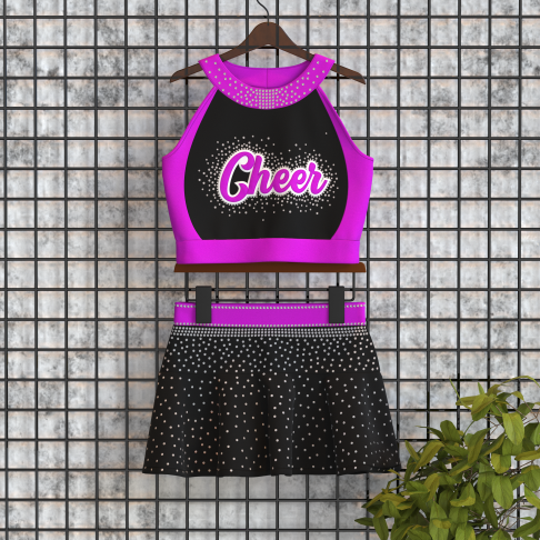 youth purple cheerleading uniforms top black 0