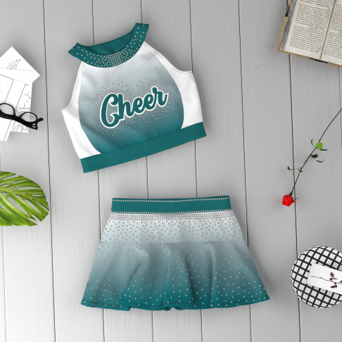 youth purple cheerleading uniforms top green 1