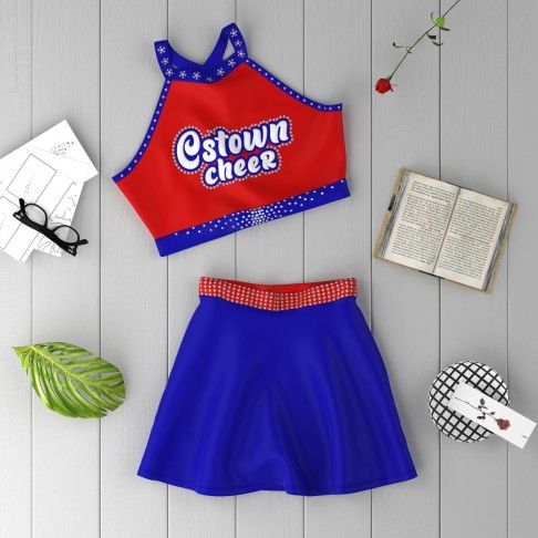 youth cheerleading practice team uniform blue 1