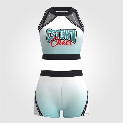 half top blue and black cheer practice wear cyan 2