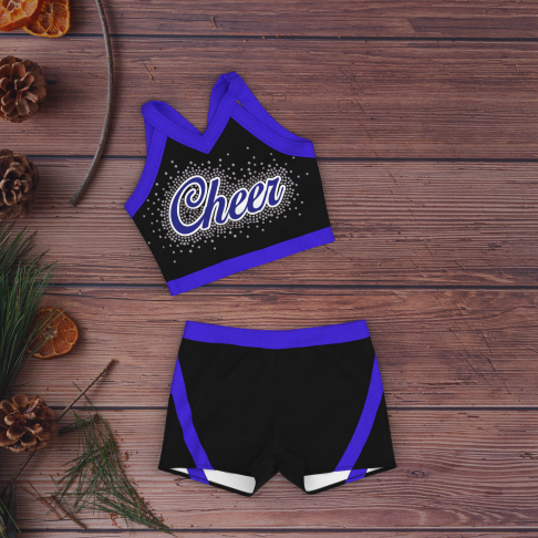 youth crop top red cheerleading uniforms blue 1