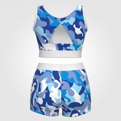 adult light blue 2 piece cheerleader costume camo 3