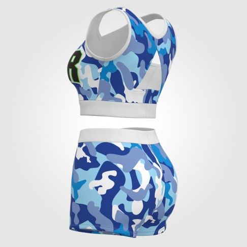 adult light blue 2 piece cheerleader costume camo 6