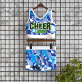 adult light blue 2 piece cheerleader costume camo