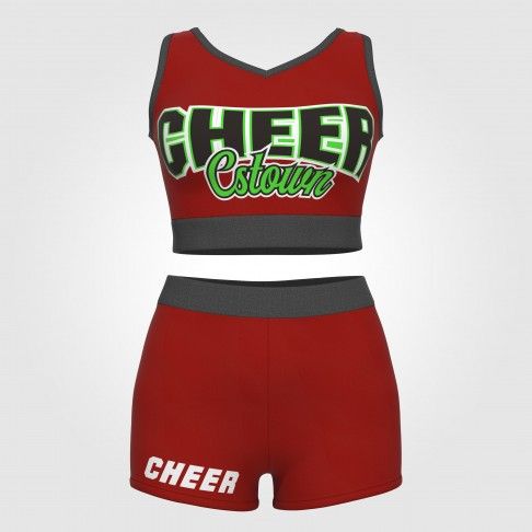 adult light blue 2 piece cheerleader costume red 2