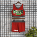 adult light blue 2 piece cheerleader costume red