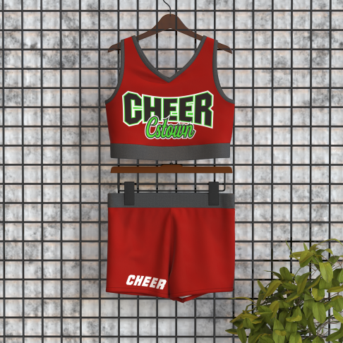 adult light blue 2 piece cheerleader costume red 0