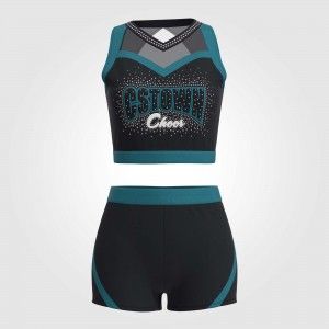black and white cropped cheerleading uniforms for practice