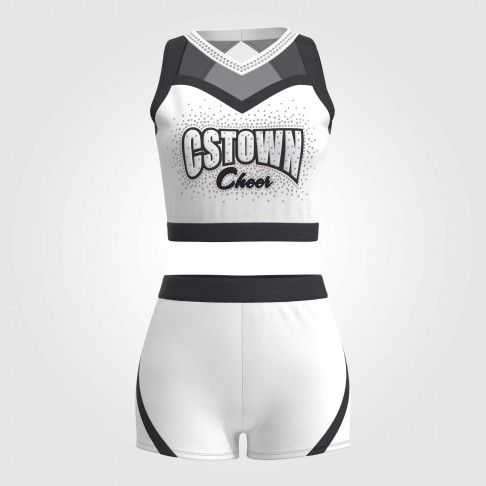 black and white cropped cheerleading uniforms for practice white 2