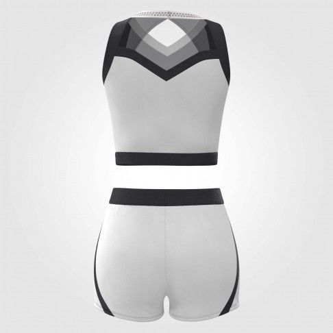 black and white cropped cheerleading uniforms for practice white 3