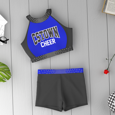 drill team cheerleader practice wear blue 1