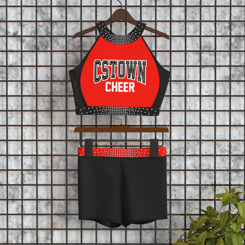 drill team cheerleader practice wear red 0