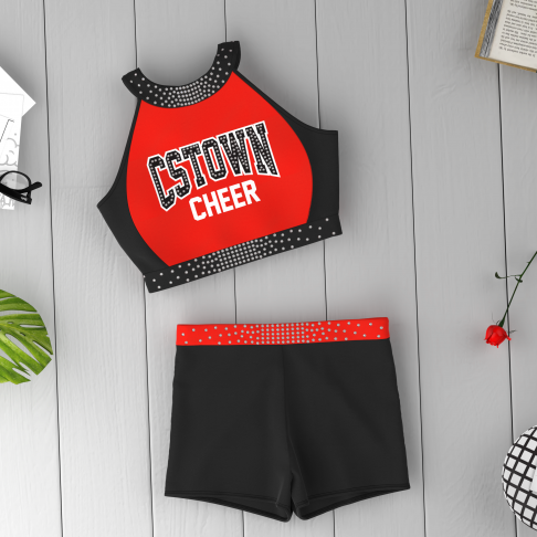 drill team cheerleader practice wear red 1