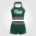 green and white drill team cheer uniform green