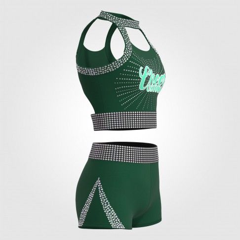 green and white drill team cheer uniform green 3