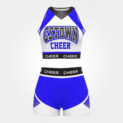 wholesale blue black and white practice cheer uniforms blue 0
