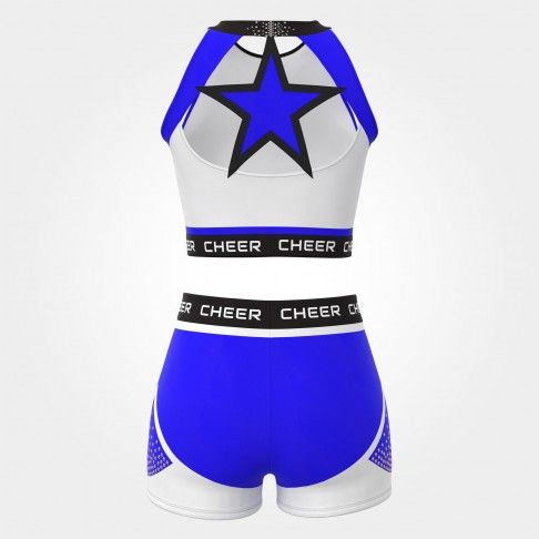 wholesale blue black and white practice cheer uniforms blue 1