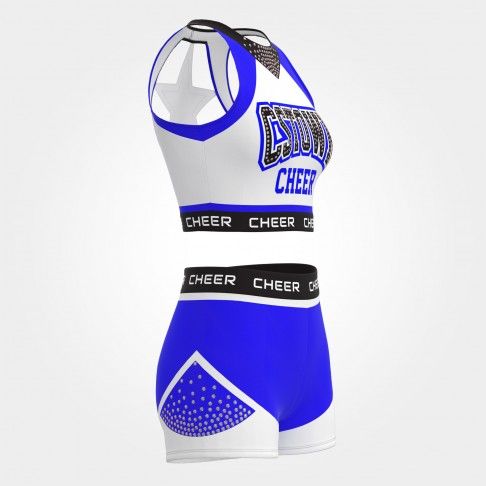 wholesale blue black and white practice cheer uniforms blue 3