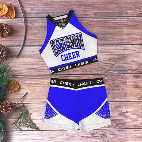wholesale blue black and white practice cheer uniforms blue 6