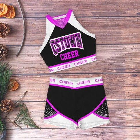 wholesale blue black and white practice cheer uniforms magenta 6