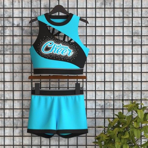 wholesale cheer practice uniforms blue 5