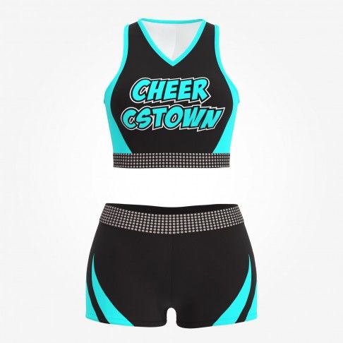 cheap black and white cheerleader training outfit blue 0