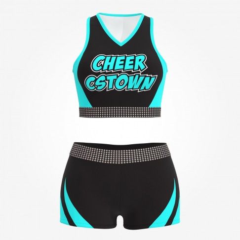cheap black and white cheerleader training outfit blue 0