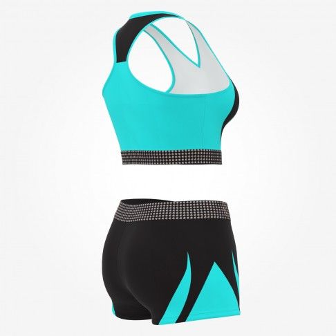 cheap black and white cheerleader training outfit blue 4