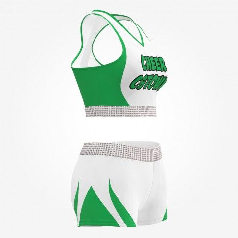 cheap black and white cheerleader training outfit green 3