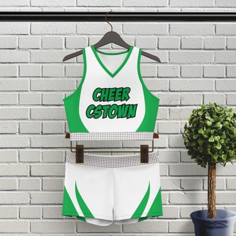 cheap black and white cheerleader training outfit green 5