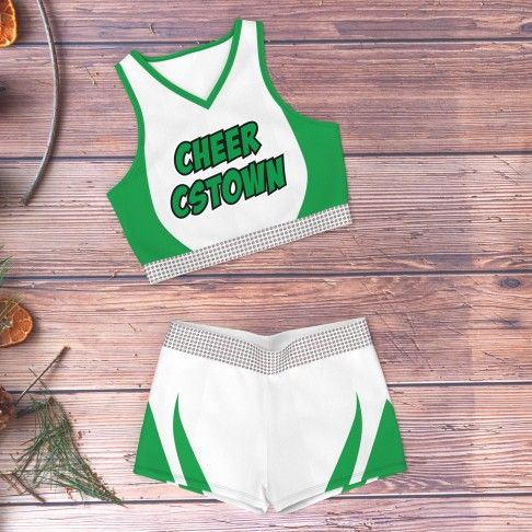 cheap black and white cheerleader training outfit green 6