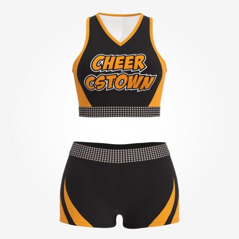 cheap black and white cheerleader training outfit orange 0