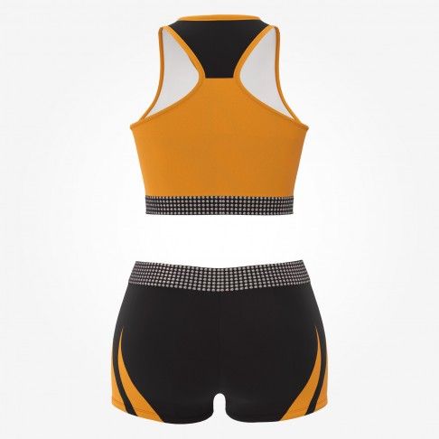 cheap black and white cheerleader training outfit orange 1
