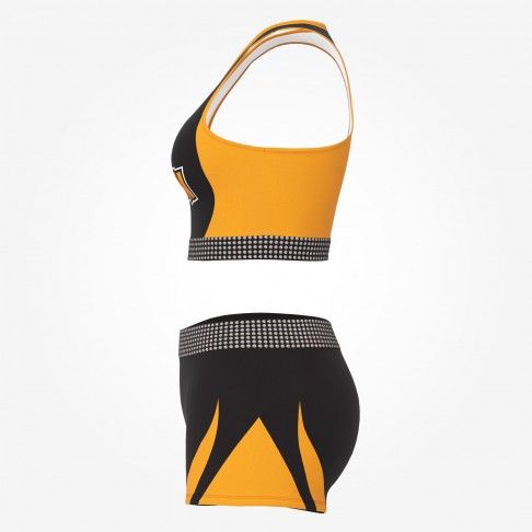 cheap black and white cheerleader training outfit orange 2