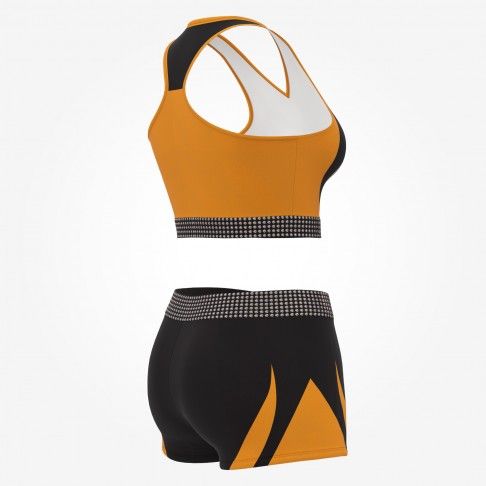cheap black and white cheerleader training outfit orange 4