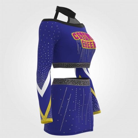 long sleeve purple and gold female cheerleader costume purple 5