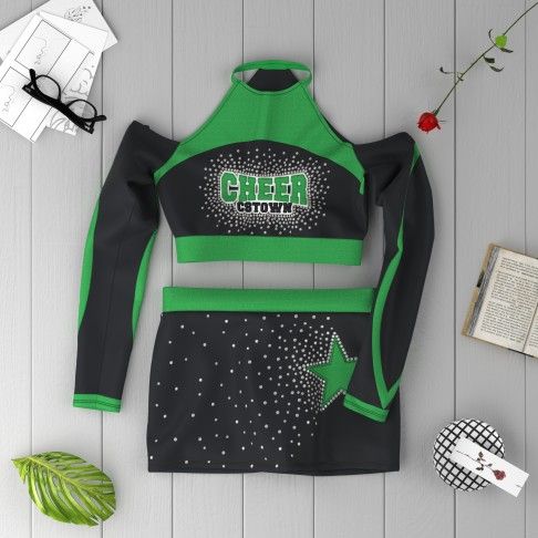 cute cheerleading practice uniform green 1