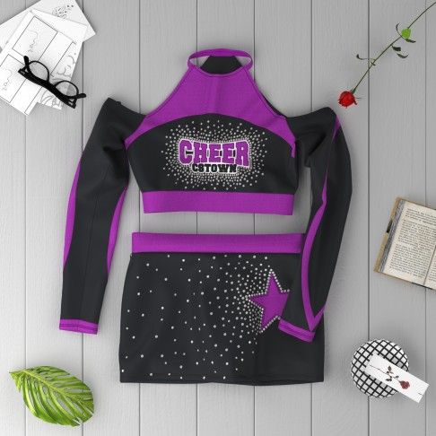 cute cheerleading practice uniform purple 1