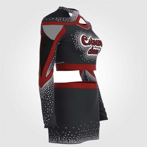 long sleeve black and red women cheerleader costume red 5
