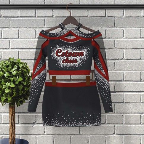 long sleeve black and red women cheerleader costume red 0