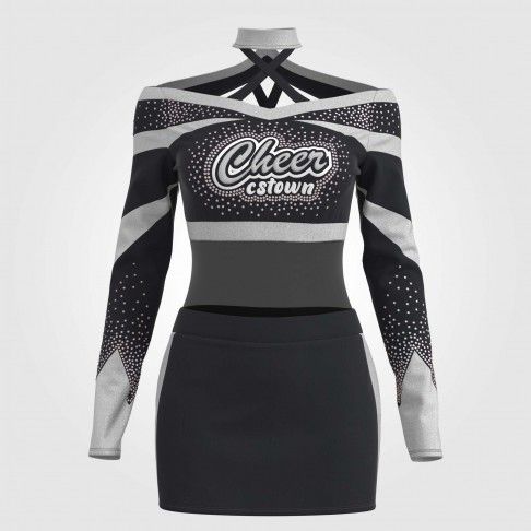 long sleeve black adult cheer outfit black 2