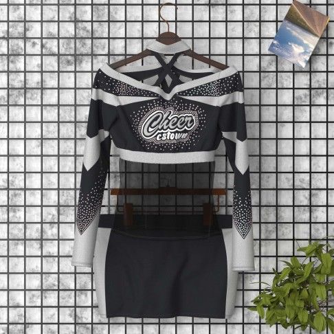 long sleeve black adult cheer outfit black 0