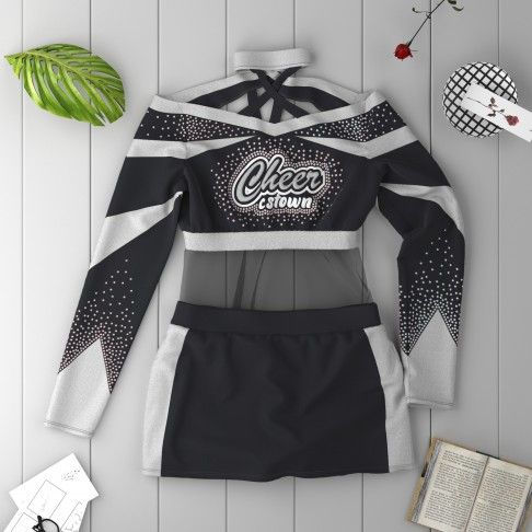 long sleeve black adult cheer outfit black 1