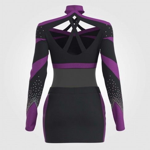 long sleeve black adult cheer outfit purple 3